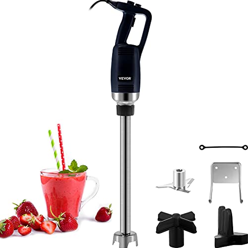 VEVOR Commercial Immersion Blender Variable Speed Heavy Duty Immersion Blender 500W Commercial Hand Mixer 304 Stainless Steel Hand Blender Commercial with 11.8" Removable Shaft for Kitchen Mixing