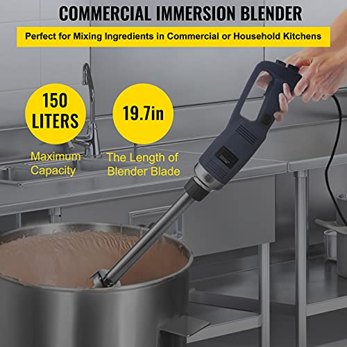 VEVOR Commercial Immersion Blender Variable Speed Heavy Duty Immersion Blender 500W Commercial Hand Mixer 304 Stainless Steel Hand Blender Commercial with 11.8" Removable Shaft for Kitchen Mixing