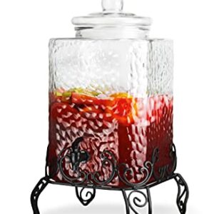 Style Setter Homestead Beverage Dispenser Cold Drink Dispenser w/ 2.5-Gallon Capacity Glass Jug, Metal Rack & Leak Proof Acrylic Spigot Great for Parties, Weddings & More