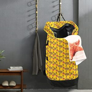 Thanksgiving Foods Laundry Bag Heavy Duty Laundry Backpack with Shoulder Straps Handles Travel Laundry bag Drawstring Closure Dirty Clothes Organizer For College Dorm, Apartment, Camp Travel