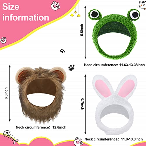 3 Pieces Cat Hat Cat Costume Adjustable Pet Headwear Cat Bunny Hat with Rabbit Ears Kitten Hat Dog Cosplay Cap for Kitten Halloween Party Birthday Theme Party Photo Prop (Basic Style)