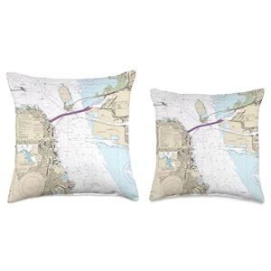 15 Degrees East Nautical Chart-San Francisco Bay Throw Pillow, 16x16, Multicolor