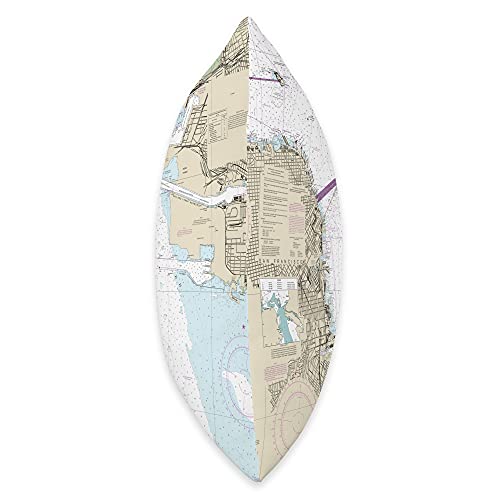 15 Degrees East Nautical Chart-San Francisco Bay Throw Pillow, 16x16, Multicolor