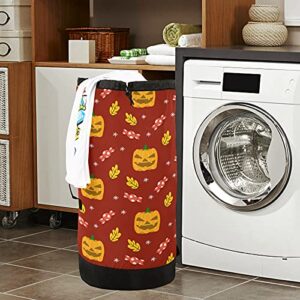 Pumpkin Candy Thanksgiving Laundry Bag Heavy Duty Laundry Backpack with Shoulder Straps Handles Travel Laundry bag Drawstring Closure Dirty Clothes Organizer For Apartment College Dorm Laundromat