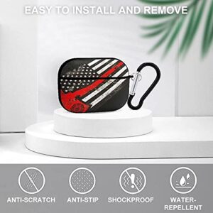 YouTary USA Thin Red Line Firefighter Axe Pattern Airpods pro Case Cover with Keychain, Apple AirPod Headphone Cover Unisex Protective Wireless Charging Headset Accessories