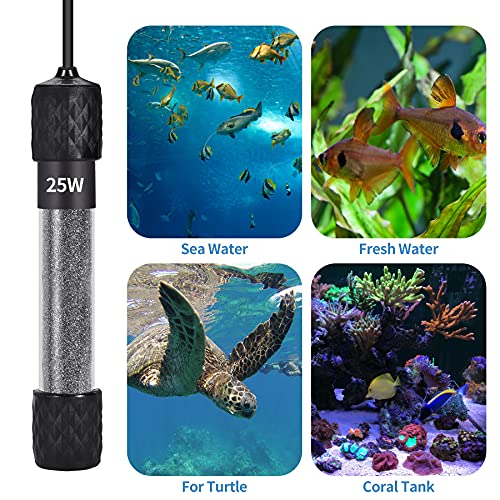 Woliver Aquarium Heater,25W/50W/100W Small Submersible Heater with External LED Digital Temp Controller Suit for Marine Saltwater and Freshwater Turtle Fish Tank Heater