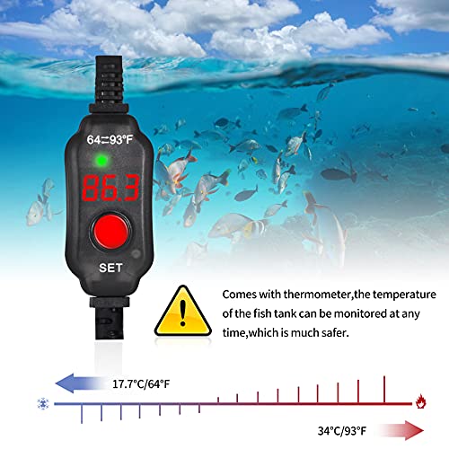 Woliver Aquarium Heater,25W/50W/100W Small Submersible Heater with External LED Digital Temp Controller Suit for Marine Saltwater and Freshwater Turtle Fish Tank Heater