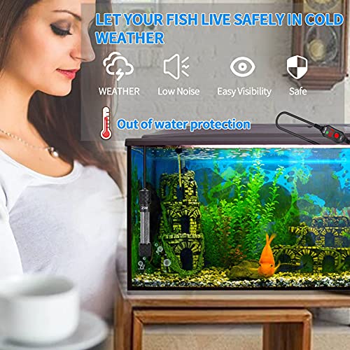 Woliver Aquarium Heater,25W/50W/100W Small Submersible Heater with External LED Digital Temp Controller Suit for Marine Saltwater and Freshwater Turtle Fish Tank Heater