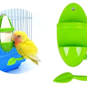 2pcs Plastic Pet Bird Cuttlebone Holder Food Holder, Cuddle Bone Feeding Racks, Cuttlebone Holder for Cockatiels Parakeets Budgies Finches Green