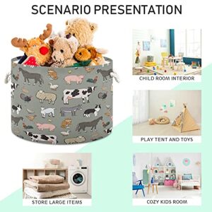 xigua Large Storage Basket Cotton Rope Basket Farm Animals Pattern Baby Laundry Basket for Blankets Toys Storage Basket Laundry Hamper