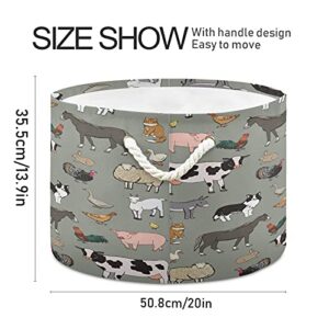 xigua Large Storage Basket Cotton Rope Basket Farm Animals Pattern Baby Laundry Basket for Blankets Toys Storage Basket Laundry Hamper