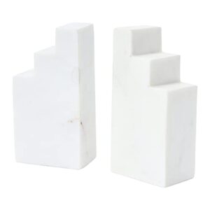 main + mesa geometric marble bookends, white, set of 2