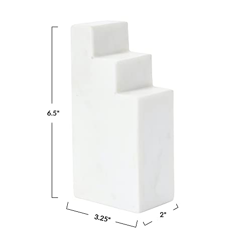 Main + Mesa Geometric Marble Bookends, White, Set of 2