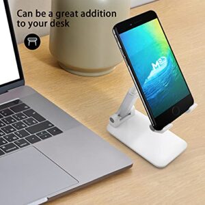 Adjustable Cell Phone Stand, Foldable Phone Holder Tablet Stand for Desk, Angle Height Adjustable Cell Phone Stand Compatible with Phone 11 Pro Xs Xs Max Xr, iPad Mini,Tablets (White)