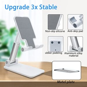 Adjustable Cell Phone Stand, Foldable Phone Holder Tablet Stand for Desk, Angle Height Adjustable Cell Phone Stand Compatible with Phone 11 Pro Xs Xs Max Xr, iPad Mini,Tablets (White)