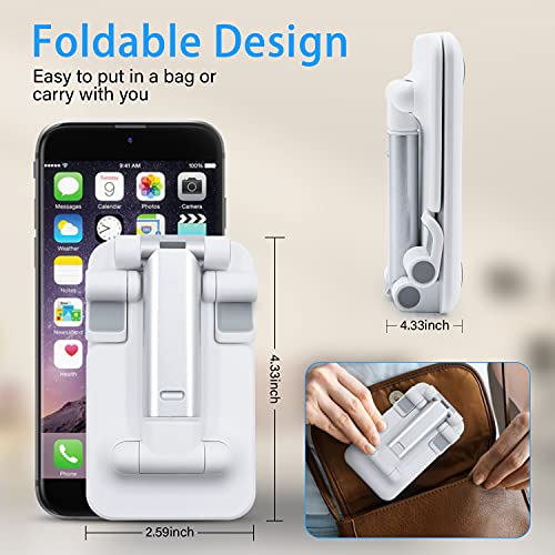 Adjustable Cell Phone Stand, Foldable Phone Holder Tablet Stand for Desk, Angle Height Adjustable Cell Phone Stand Compatible with Phone 11 Pro Xs Xs Max Xr, iPad Mini,Tablets (White)