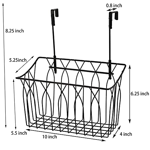 TOPZEA 2 Pack Grid Storage Baskets with Hooks, Metal Hanging Basket Kitchen Storage Organizer Holder Over Cabinet Door Basket for Cutting Board, Kitchen Wrap, Foil, Cleaning Supplies, Bakeware