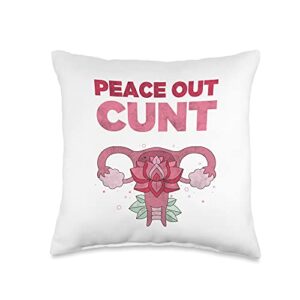hysterectomy gift funny my uterus tee get well tee hysterectomy recovery products-peace out uterus throw pillow, 16x16, multicolor