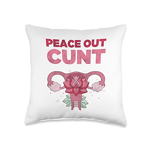 Hysterectomy Gift Funny My Uterus Tee Get Well Tee Hysterectomy Recovery Products-Peace Out Uterus Throw Pillow, 16x16, Multicolor