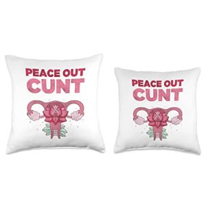 Hysterectomy Gift Funny My Uterus Tee Get Well Tee Hysterectomy Recovery Products-Peace Out Uterus Throw Pillow, 16x16, Multicolor