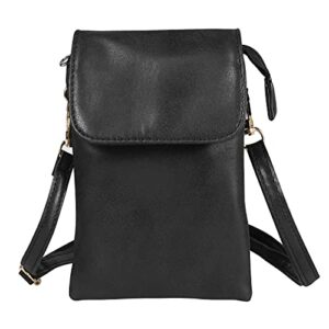 dull polish leather roomy pockets crossbody bags cell phone purse for iphone 12 pro max samsung galaxy s21 ultra s20 fe note20 ultra a51 a52 google pixel 5 moto g10 g20 oneplus 9 blu g90 pro (black)