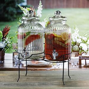 Style Setter Canyon Beverage Dispenser Set of 2 Cold Drink Dispenser w/ 1.3-Gallon Capacity each Glass Jug, Metal Rack & Leak-Proof Acrylic Spigot Great for Parties, Weddings & More