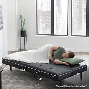 Edenbrook Gilman Futon - Futon Sofa Bed - Futon Couch - Small Futon - Living Room Furniture - Armless Sofa Bed Couch - Sofa – Black Faux Leather Futon