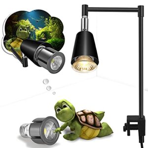 fischuel flexible heating lamp uvb lamp with clamp fixtures, reptile and aquarium, terrarium and vivarium basking lamps and spotlight, comes with 3 bulbs（two 50w uvb bulb & spotlight bulb）(e27,110v)