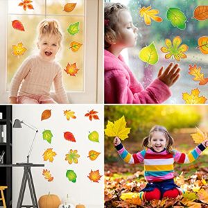 60 Pieces Fall Leaves Accents Cutouts Autumn Thanksgiving Leaf Accents Cutouts Maple Oak Ash Elm Leaf Cutout with Glue Point Dots for Fall Classroom Bulletin Boards Wall Tree Decor (Classic Style)