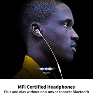 for Lightning Headphones Wired Earbuds for iPhone, MFi Certified Lightning Earphone Magnetic Headset HiFi Stereo with Microphone Volume Control for iPhone 14 Pro Max 13 12 Mini 11 10 X XR SE3 7 8 Plus