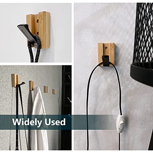 JSVER Wooden Wall Hooks 4PCS Wall Mounted Wall Hooks, Single Organizer Hook Rack, Folding Wood Wall Hangers, Wall Coat Rack Hooks for Hanging Clothes, Hats, Bags, Towels, Keys