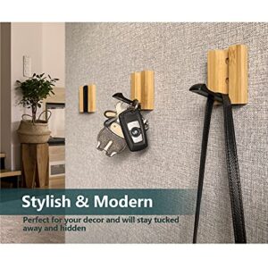 JSVER Wooden Wall Hooks 4PCS Wall Mounted Wall Hooks, Single Organizer Hook Rack, Folding Wood Wall Hangers, Wall Coat Rack Hooks for Hanging Clothes, Hats, Bags, Towels, Keys