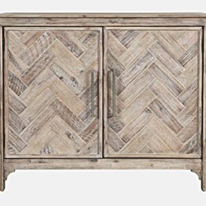 Jofran Gramercy Mid-Century Modern Chevron Two Door Accent Chest Cabinet, 40", Grey Wash