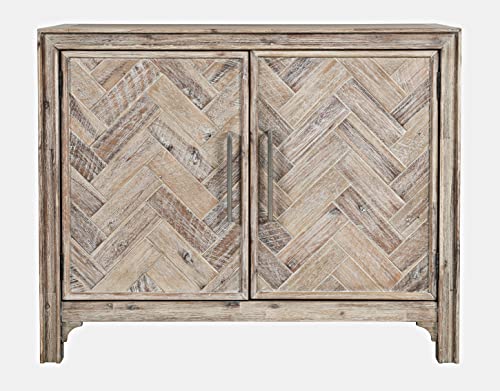 Jofran Gramercy Mid-Century Modern Chevron Two Door Accent Chest Cabinet, 40", Grey Wash