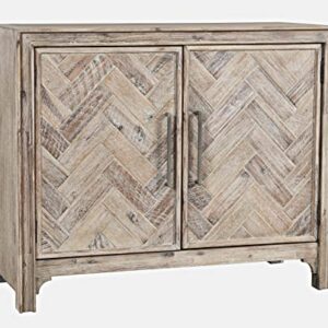 Jofran Gramercy Mid-Century Modern Chevron Two Door Accent Chest Cabinet, 40", Grey Wash