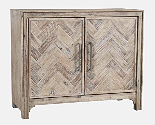 Jofran Gramercy Mid-Century Modern Chevron Two Door Accent Chest Cabinet, 40", Grey Wash