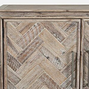 Jofran Gramercy Mid-Century Modern Chevron Two Door Accent Chest Cabinet, 40", Grey Wash