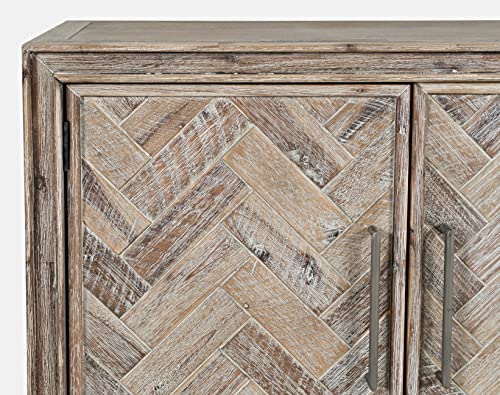 Jofran Gramercy Mid-Century Modern Chevron Two Door Accent Chest Cabinet, 40", Grey Wash