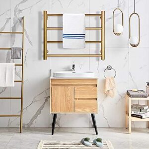 ILROOMH Towel Warmer, Wall Mounted Heated Towel Rack, Safety Waterproof Switch Home Bathroom 4 Bars SUS304 Stainless Steel Towel Warmers Brushed Gold,Hardwiring