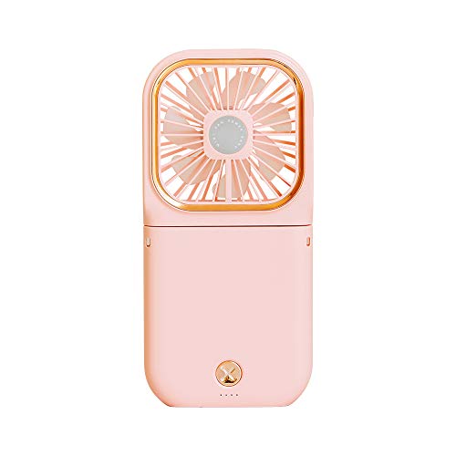 New 2021 Upgrade Handheld Fan Small Personal Fan with 3 Speeds Neck Rechargeable Portable Fan Powerful Mini USB Outdoor Fan Quiet Small Desk Fan Free Angle Good for Travel Home Office School - Pink