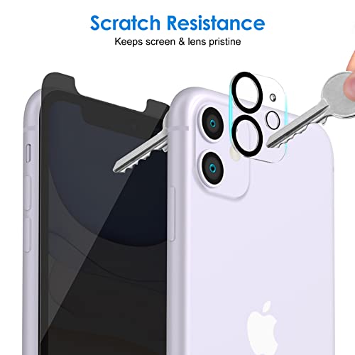 JETech Privacy Screen Protector for iPhone 11 6.1-Inch with Camera Lens Protector, Anti Spy Tempered Glass Film, 2-Pack Each