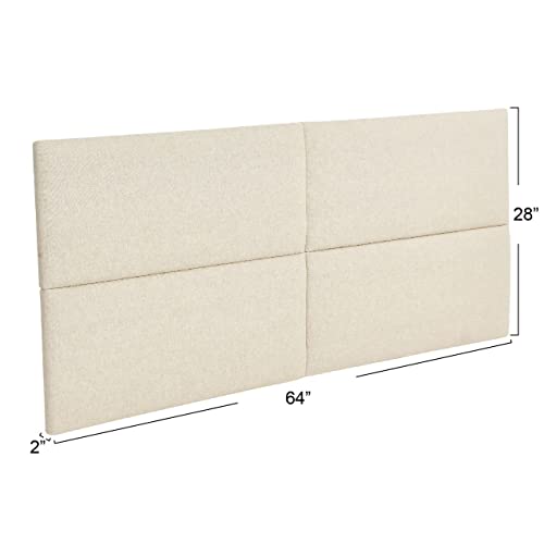 Main + Mesa NoSom Sound Reducing Four Panel Linen Blend Upholstered Headboard, Natural, Queen