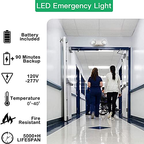 OSTEK LED Emergency Exit Lighting Fixtures with Two Heads, US Standard Adjustable Integrated LED Emergency Light with Battery Backup, UL 924 Qualified (1)