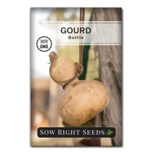 sow right seeds - bottle gourd seed for planting - non-gmo heirloom packet with instructions to plant and grow an outdoor home vegetable garden - ornamental birdhouse gourd - wonderful gardening gift