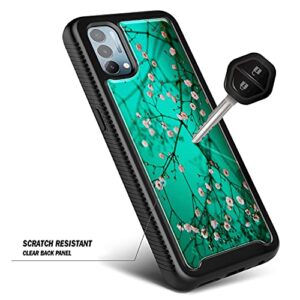 NZND Case for OnePlus Nord N200 5G with [Built-in Screen Protector], Full-Body Protective Shockproof Rugged Bumper Cover, Impact Resist Durable Phone Case (Flower Design Plum Blossom)