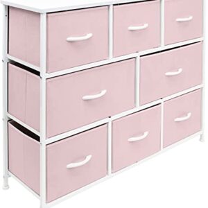 Sorbus Dresser - Furniture Storage Chest for Kids Clothing Organization, Large Organizer for Playroom, Nurseries, Bedroom, Hallway, Closet, Steel Iron Frame, Wood Top, 8 Fabric Drawers (Pink)