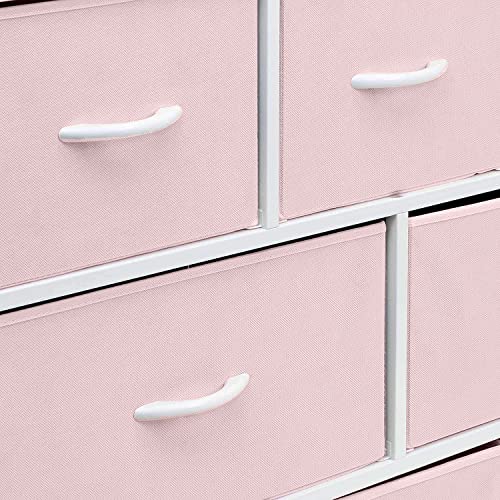 Sorbus Dresser - Furniture Storage Chest for Kids Clothing Organization, Large Organizer for Playroom, Nurseries, Bedroom, Hallway, Closet, Steel Iron Frame, Wood Top, 8 Fabric Drawers (Pink)