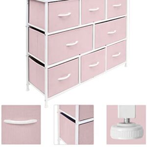 Sorbus Dresser - Furniture Storage Chest for Kids Clothing Organization, Large Organizer for Playroom, Nurseries, Bedroom, Hallway, Closet, Steel Iron Frame, Wood Top, 8 Fabric Drawers (Pink)