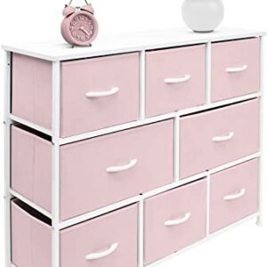 Sorbus Dresser - Furniture Storage Chest for Kids Clothing Organization, Large Organizer for Playroom, Nurseries, Bedroom, Hallway, Closet, Steel Iron Frame, Wood Top, 8 Fabric Drawers (Pink)