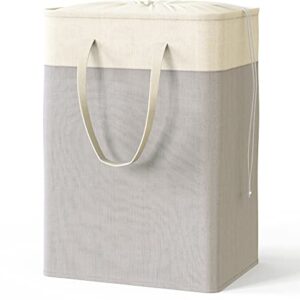 SimpleHouseware Rectangle Terylene Cotton Collapsible Laundry Hamper Basket, Grey